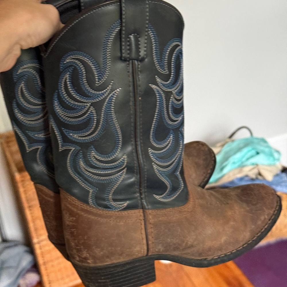 Cody James Western Cowboy Boots - Brown & Dark Blue